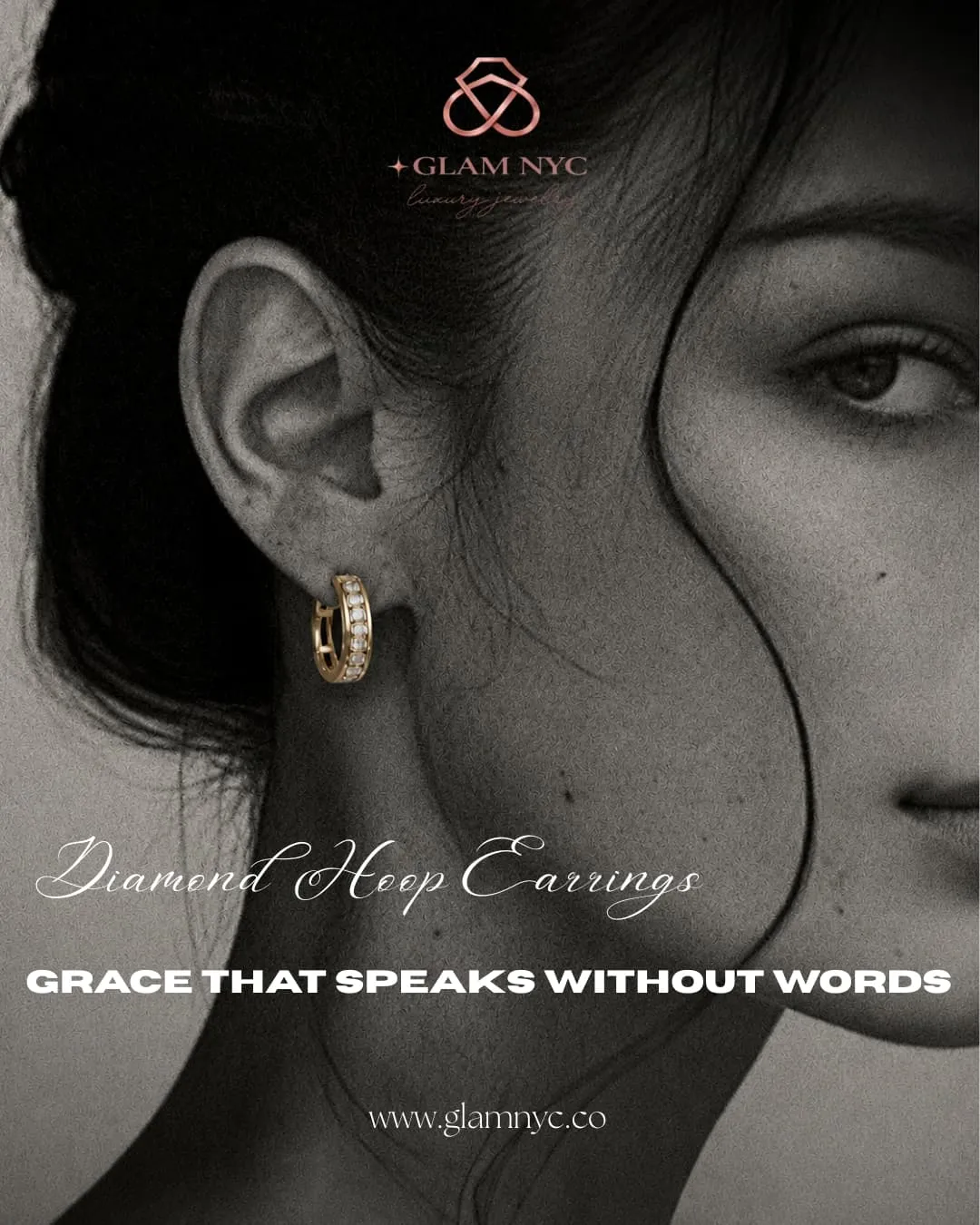 Diamond hoop earrings social post